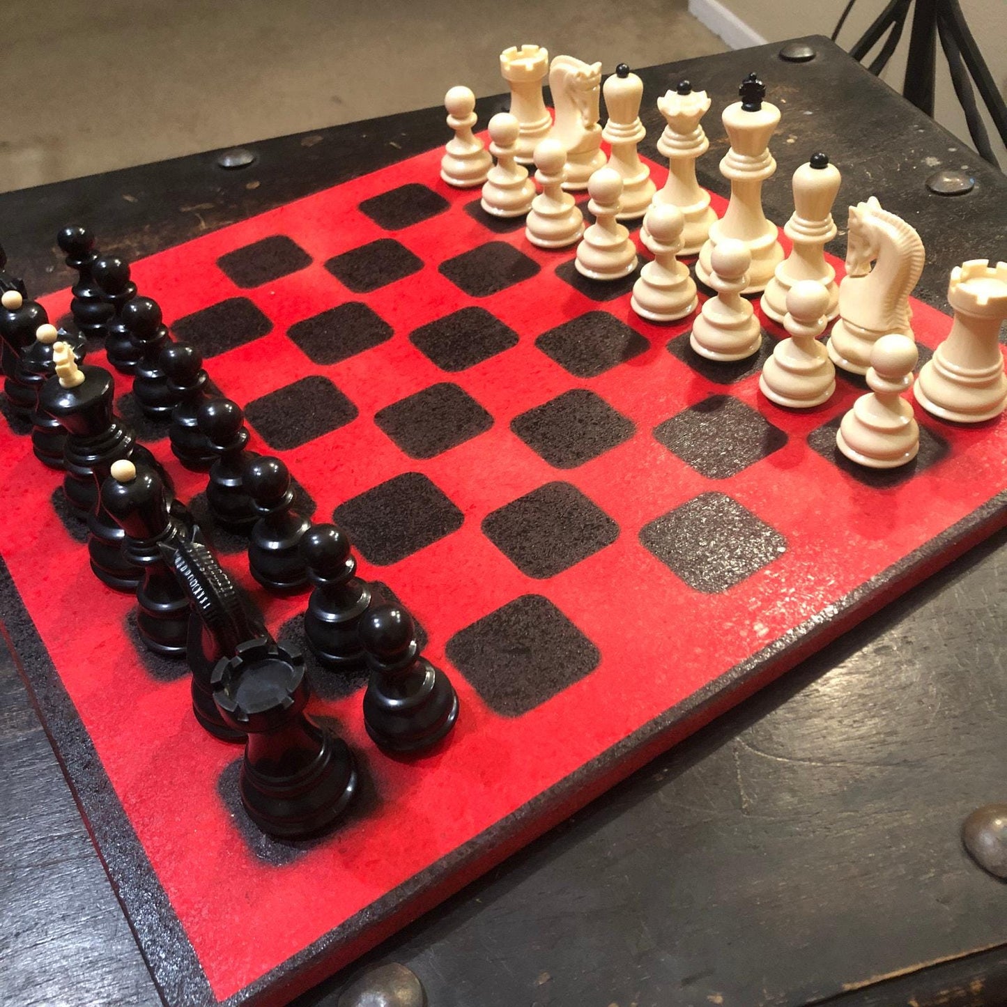 Large Chess Set - Red & Black