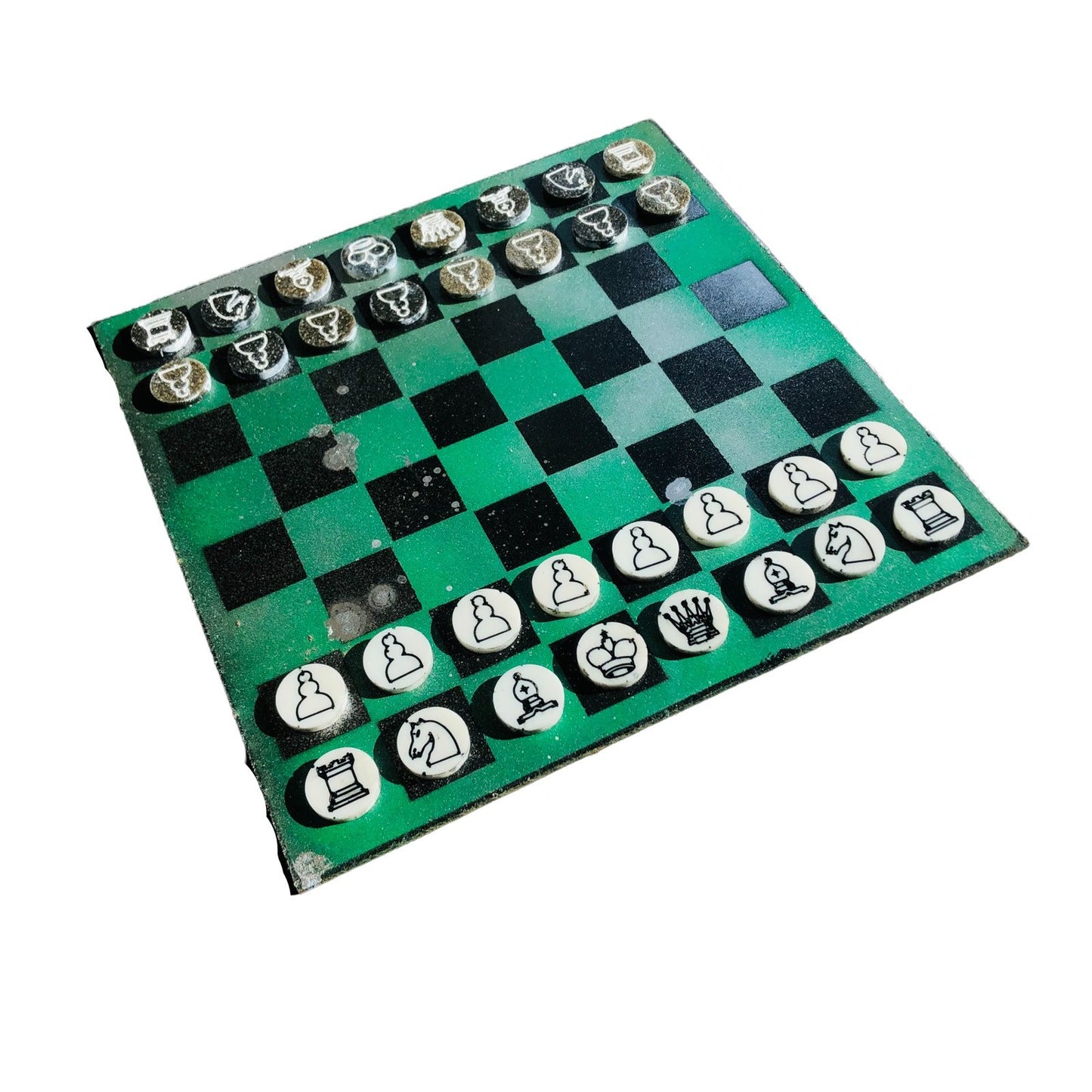 Chess Set - Dripping Silver Green