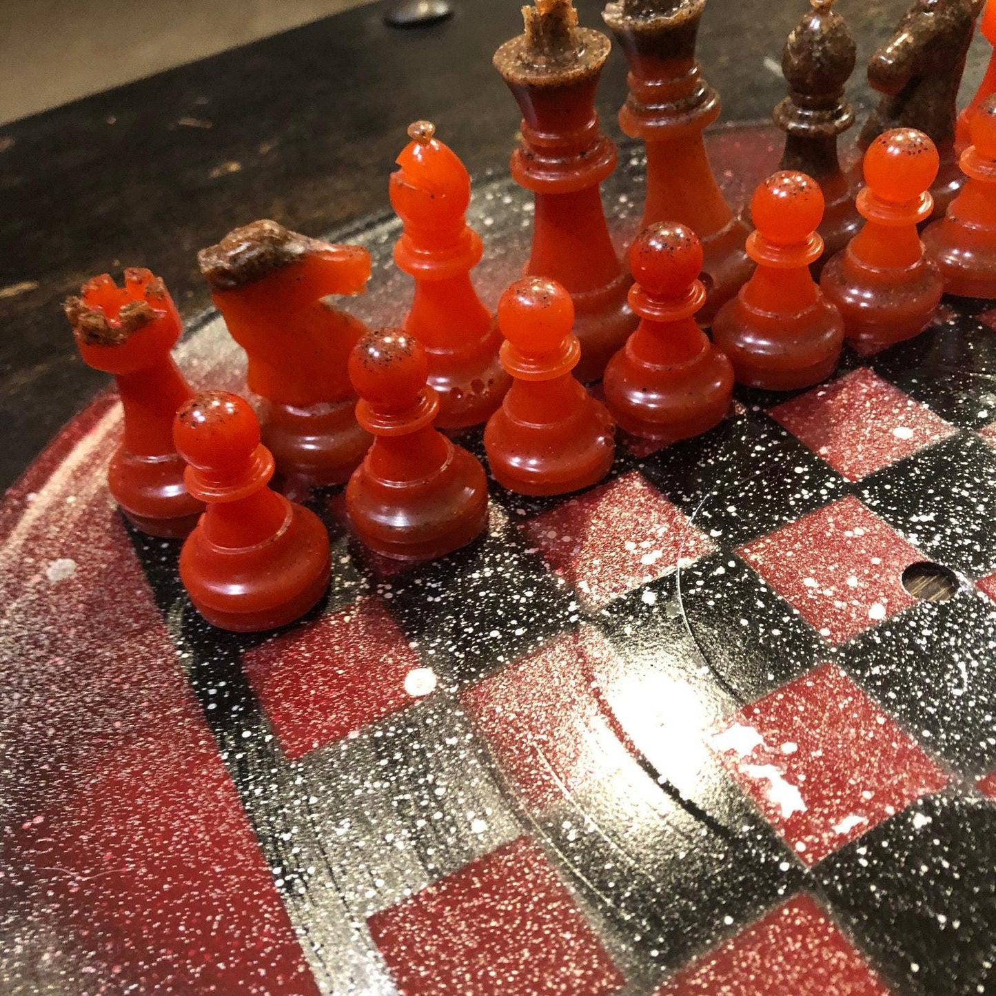 Vinyl Chess Set - Red Galaxy (Resin Pieces)