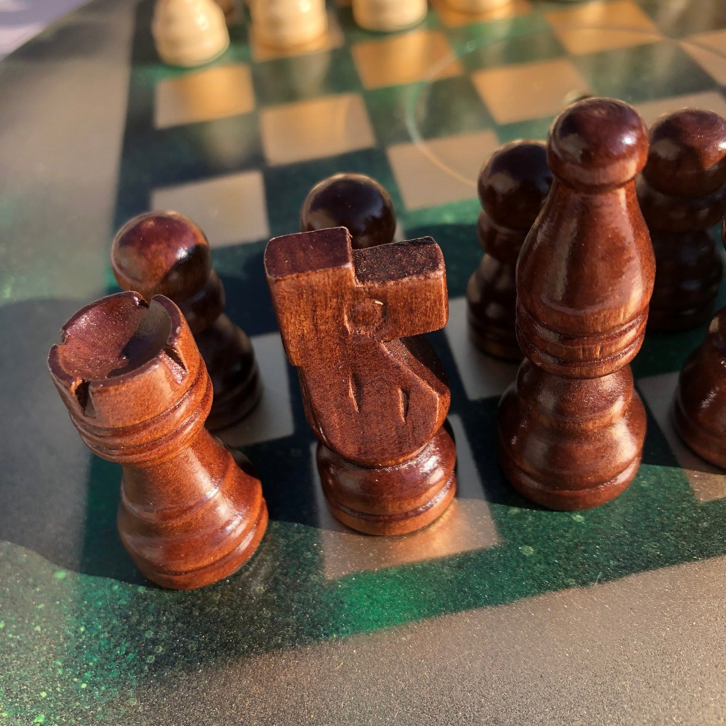 Vinyl Chess Set - Golden Deep Green