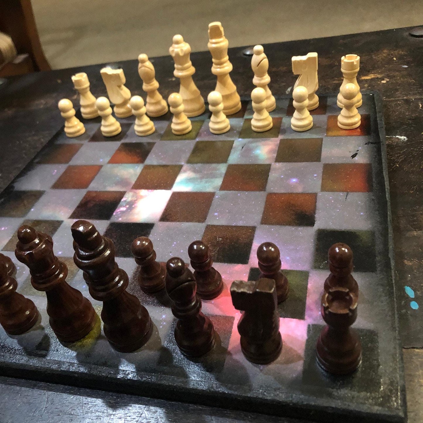 Scrapbook Chess Set - Red Tint Galaxy