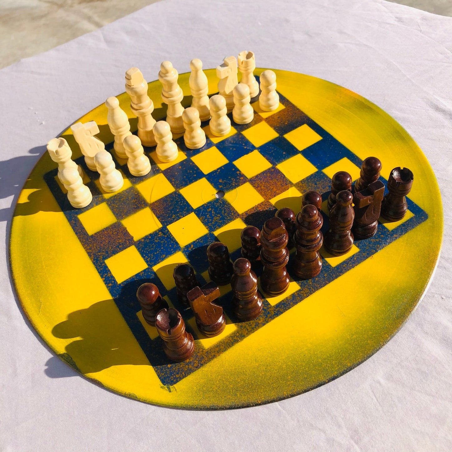 Vinyl Chess Set - Yellow & Blue Tint