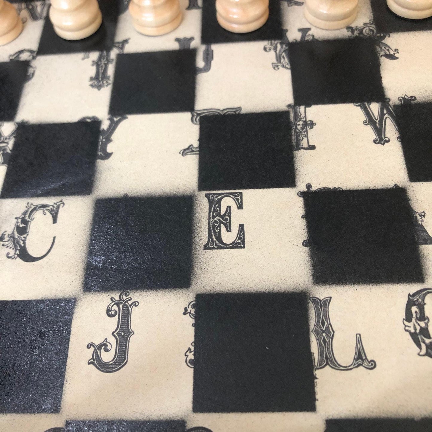 Scrapbook Chess Set - Vintage Letters