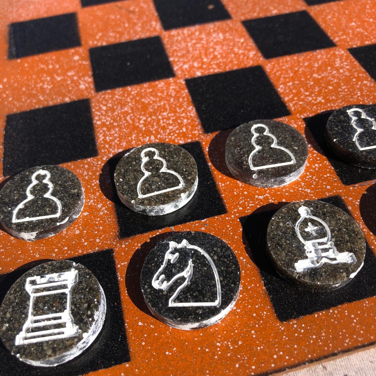 Chess Set - Speckled Orange/Black