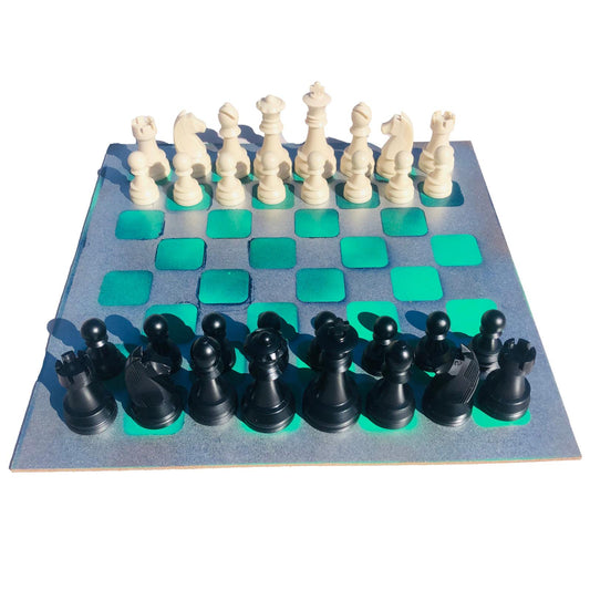 Large Chess Set - Chrome Green