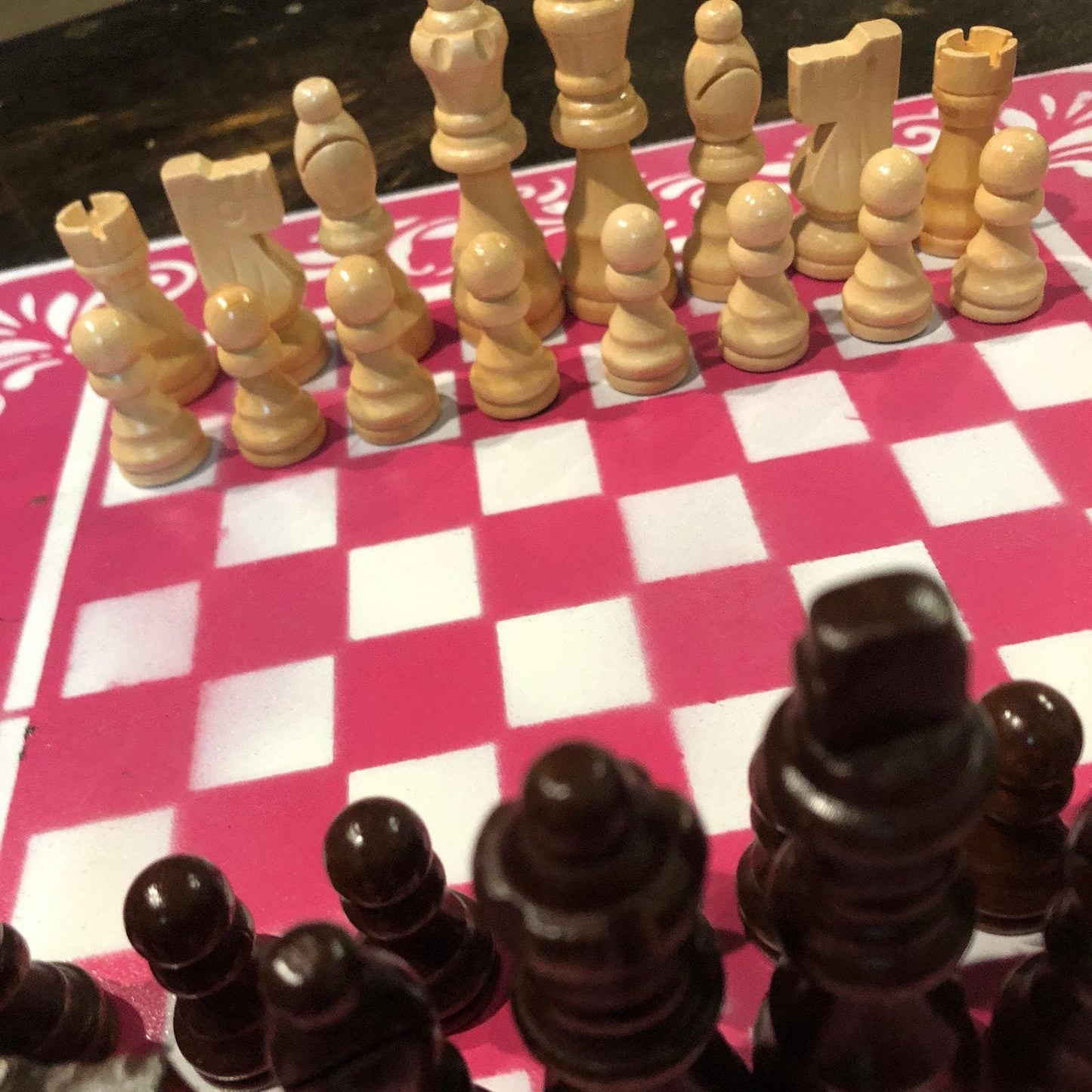 Chess Set - Hot Pink & White