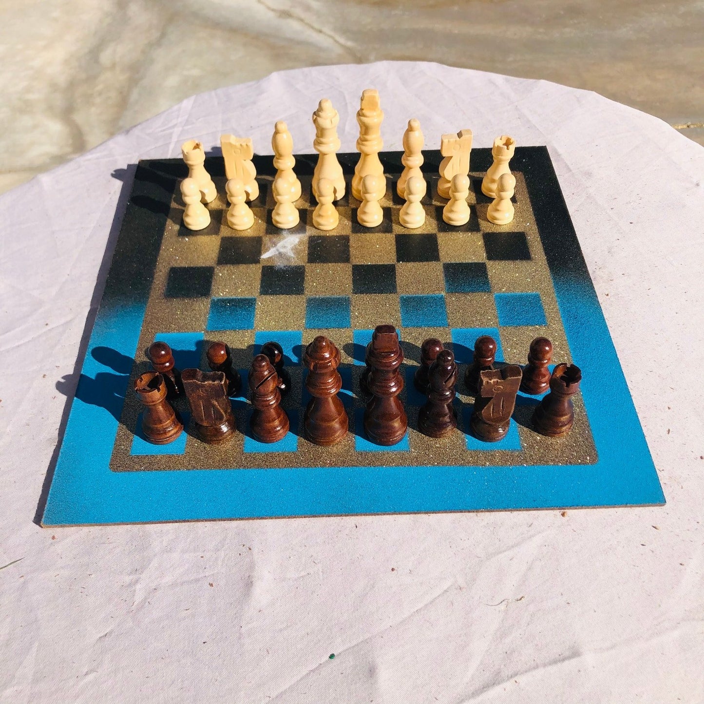 Chess Set - Blue Gold