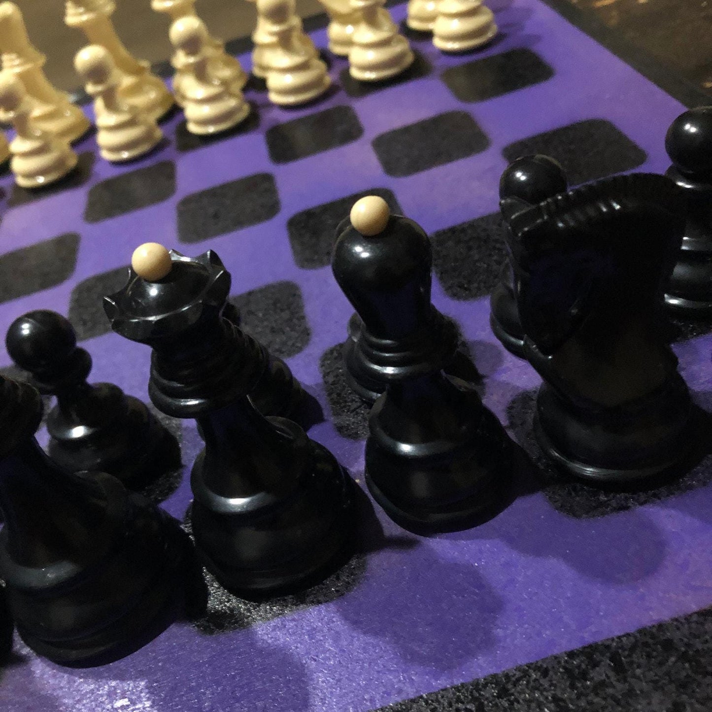 Large Painted Chess Set - Midnight Purple