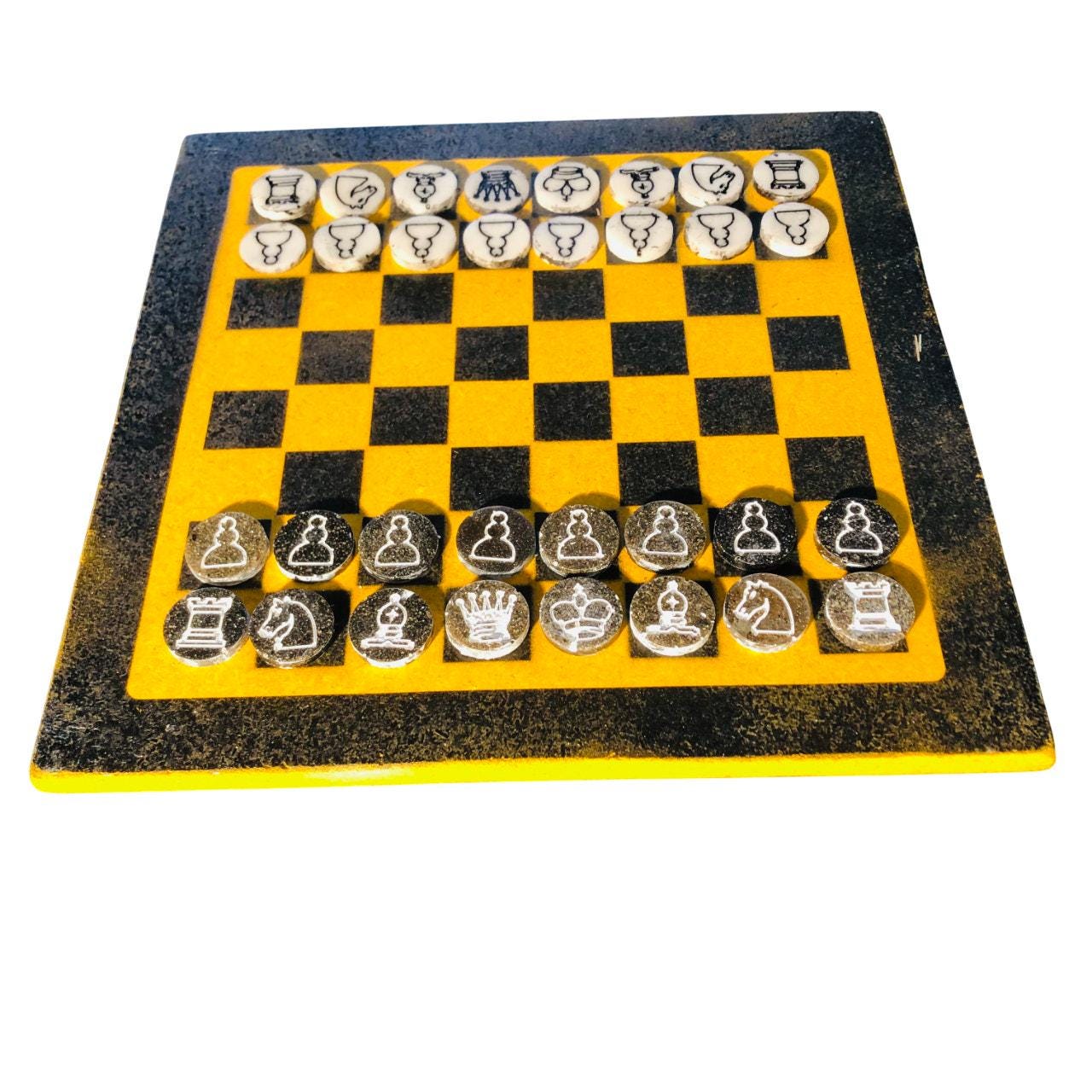 Chess Set - Black & Yellow (Resin Pieces)