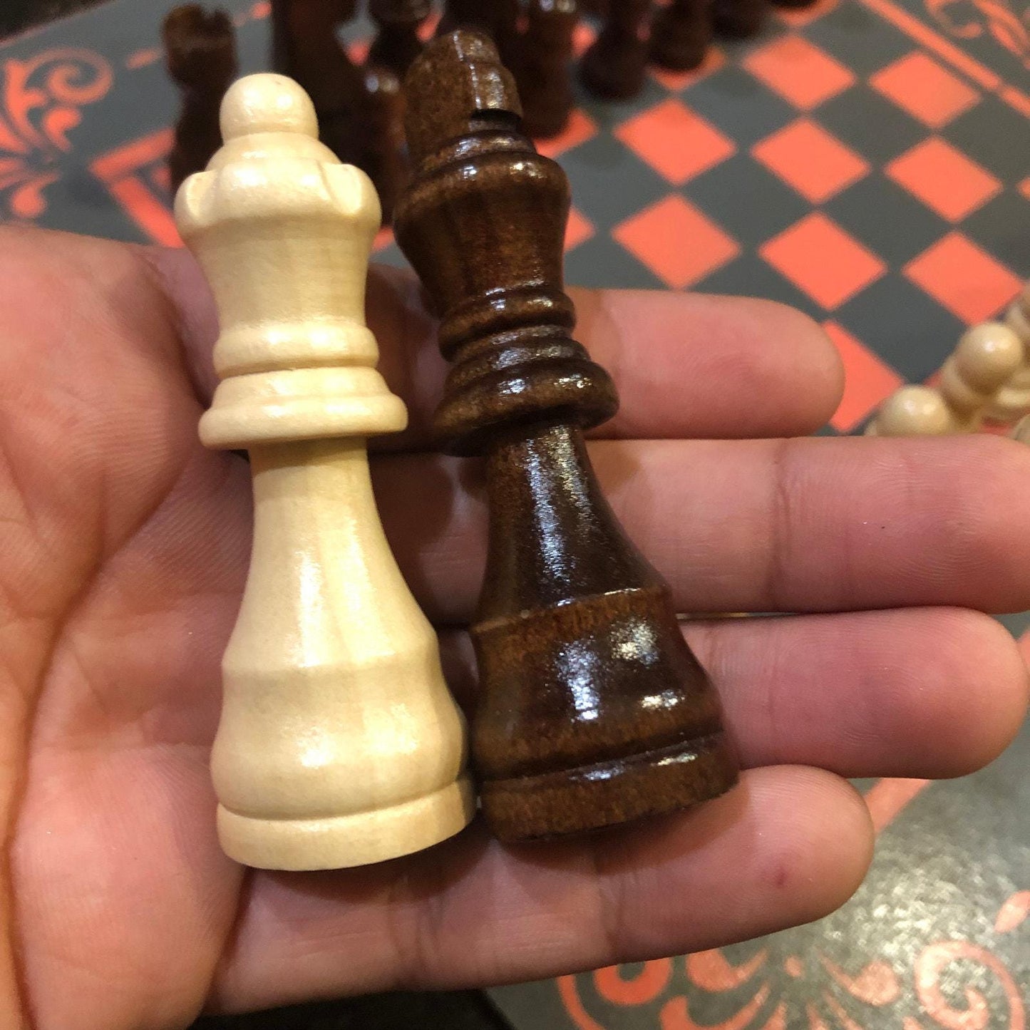 Chess Set - Gray & Peach Pink