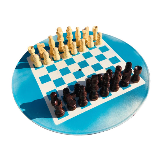 Vinyl Chess Set - Vintage Blue