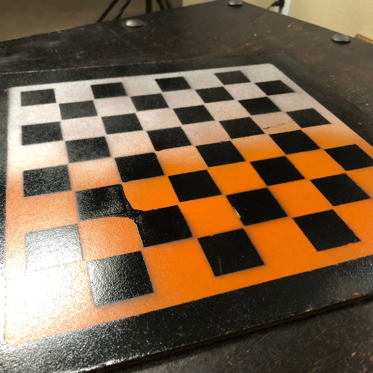 Painted Chess Set - Orange White & Black