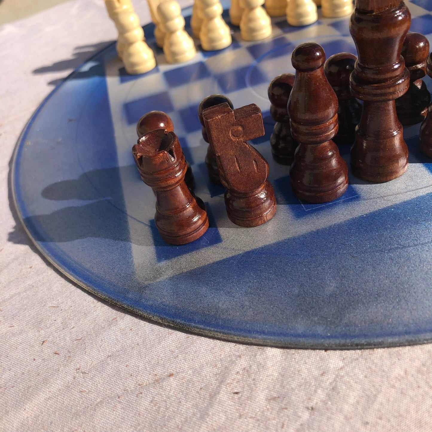 Vinyl Chess Set - Blue Chrome