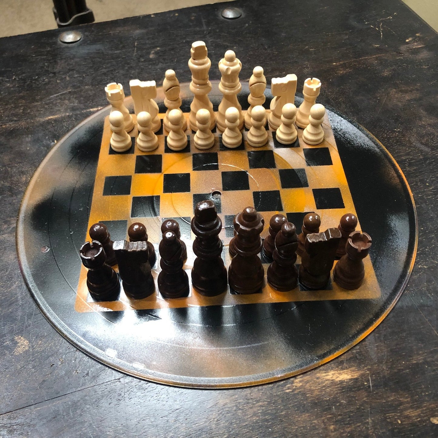 Vinyl Chess Set - Orange & Black