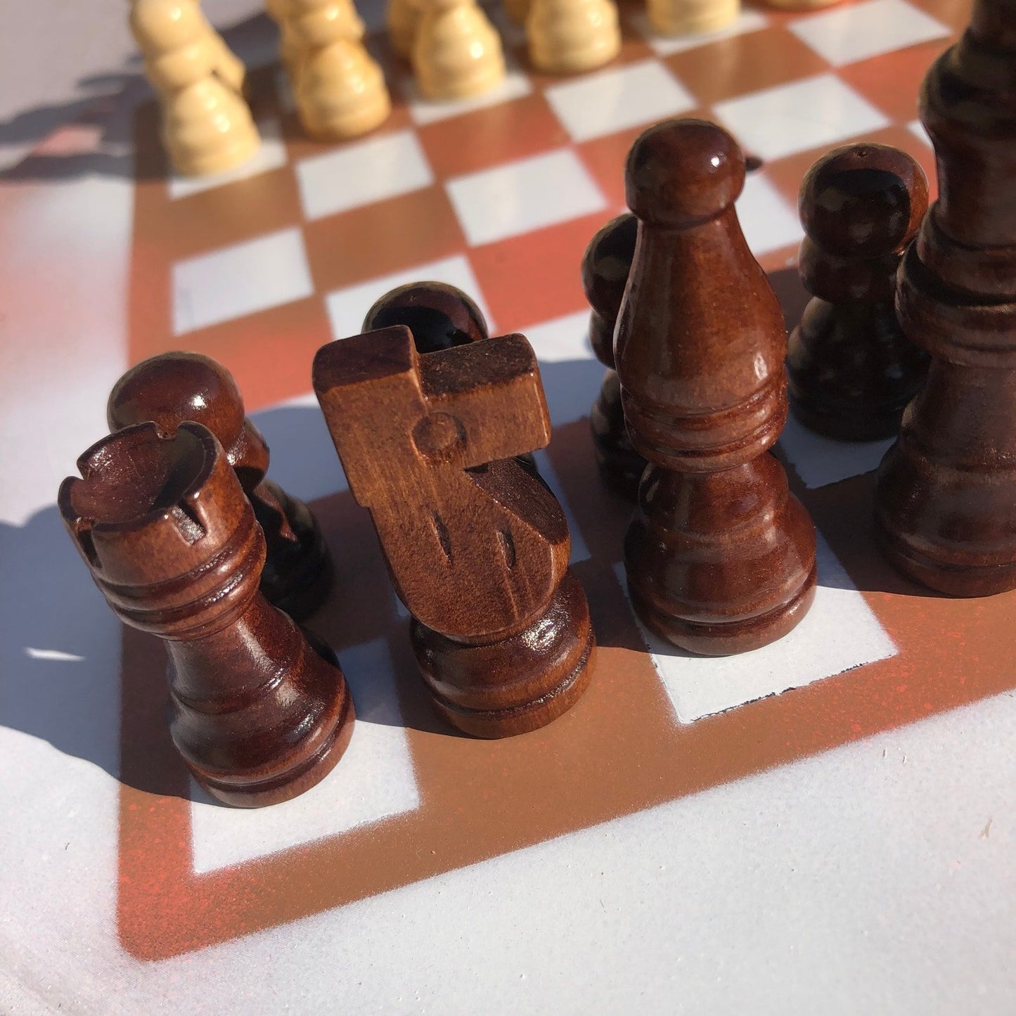 Vinyl Chess Set - Peach Cream