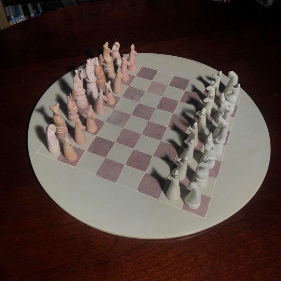 African Vintage Chess Set - Natural Soapstone Chess Board
