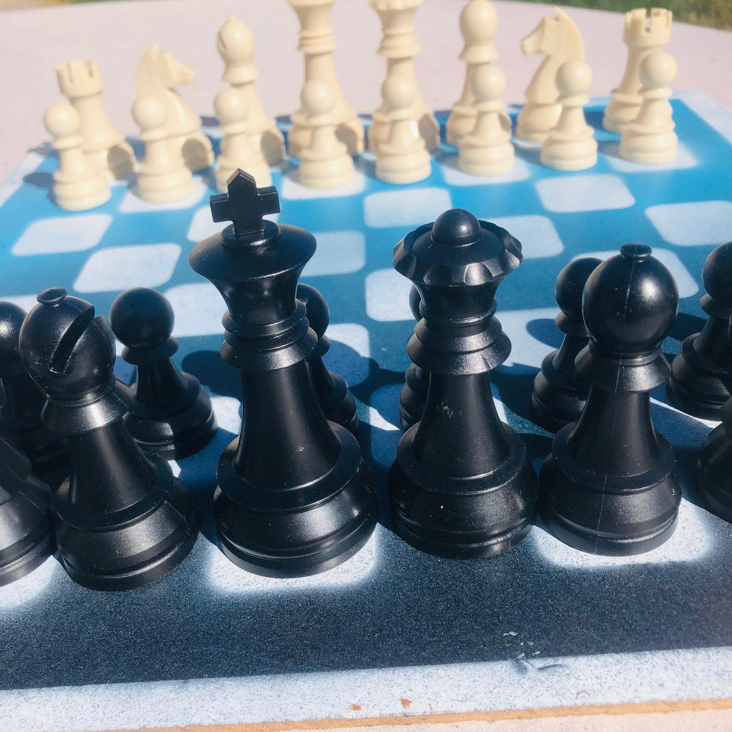 Large Chess Set - Blue & Black