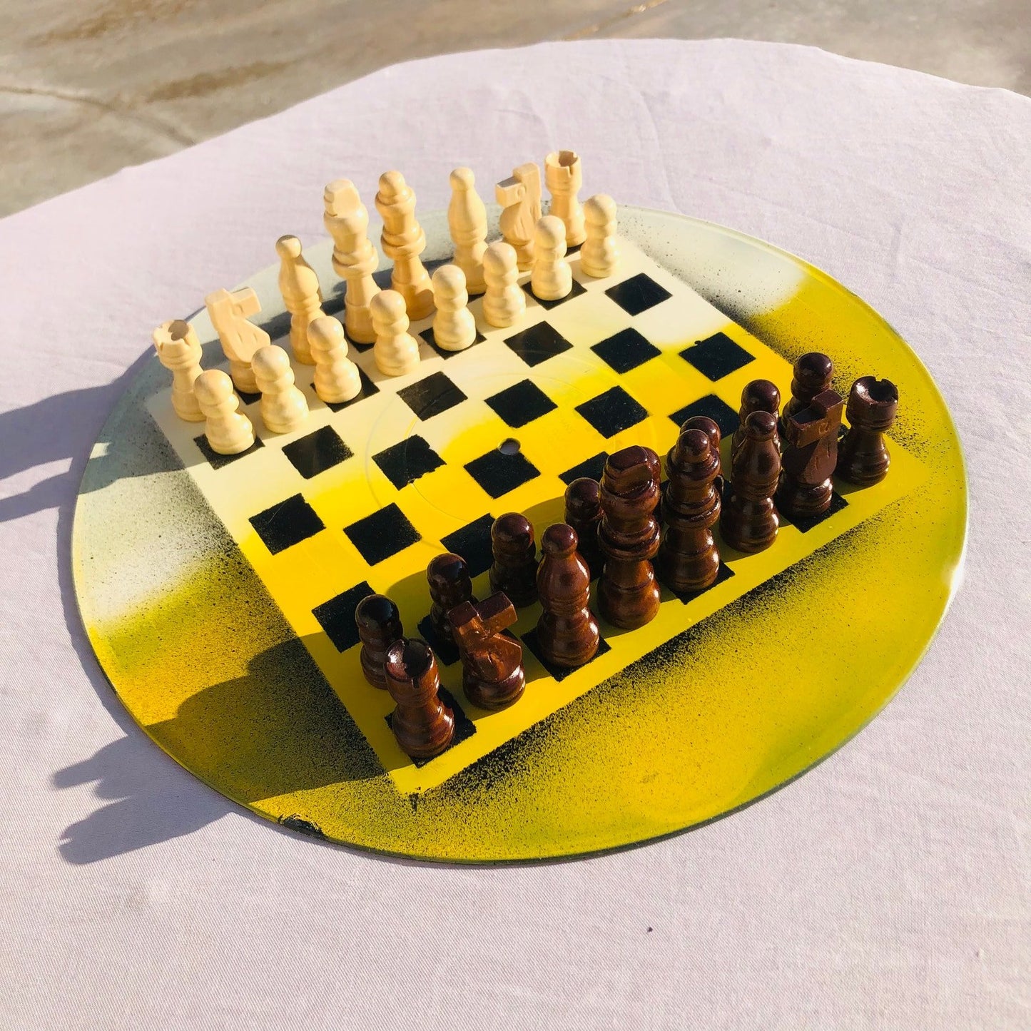 Vinyl Chess Set - Yellow Cream