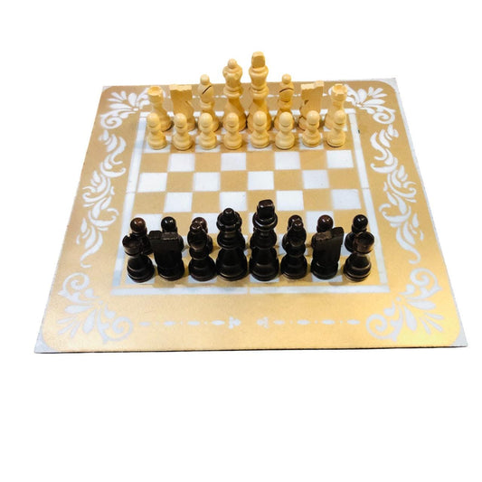 Chess Set - Gold & White Cream