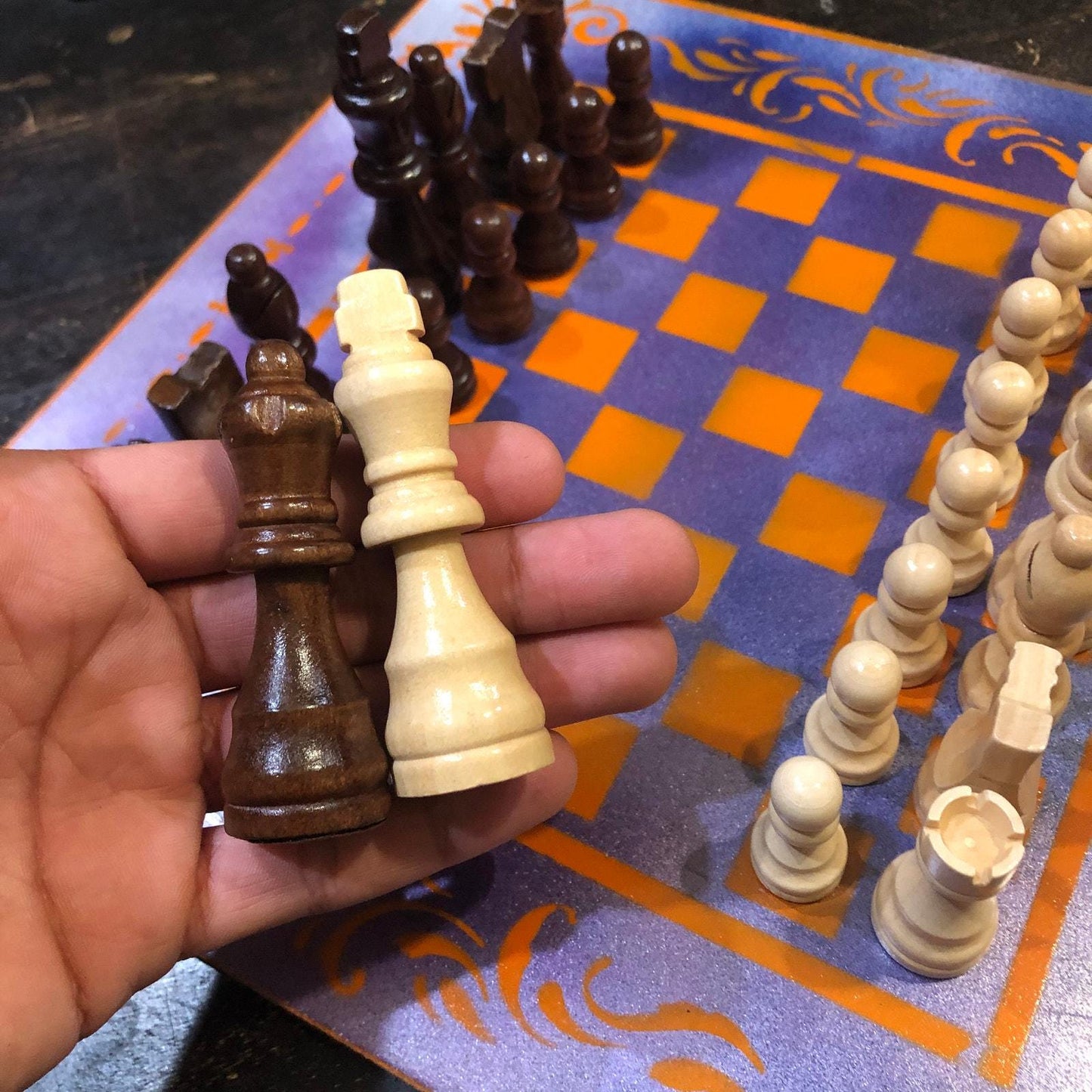 Chess Set - Purple & Orange Halloween