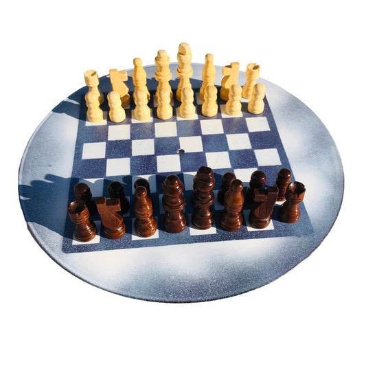 Vinyl Chess Set - Blue Snow Mist