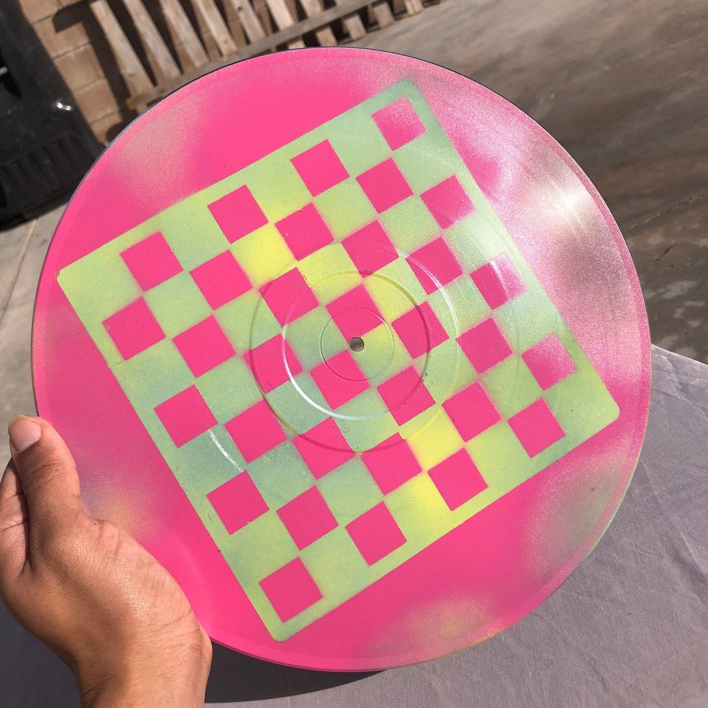 Vinyl Chess Set - Pink Lime Green