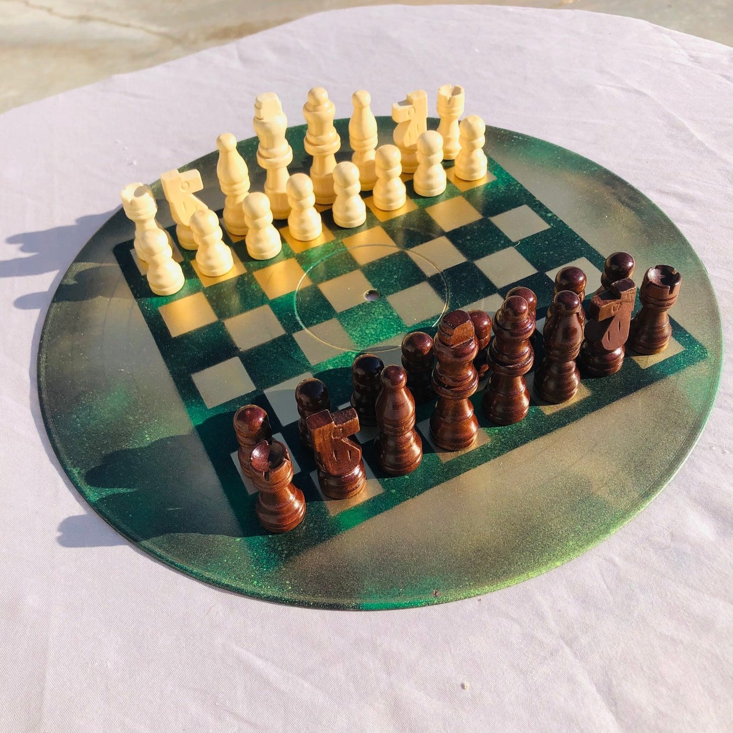 Vinyl Chess Set - Golden Deep Green