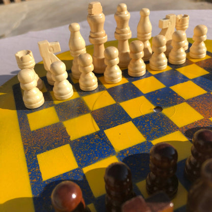 Vinyl Chess Set - Yellow & Blue Tint