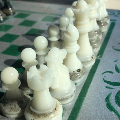 Chess Set - Green Silver
