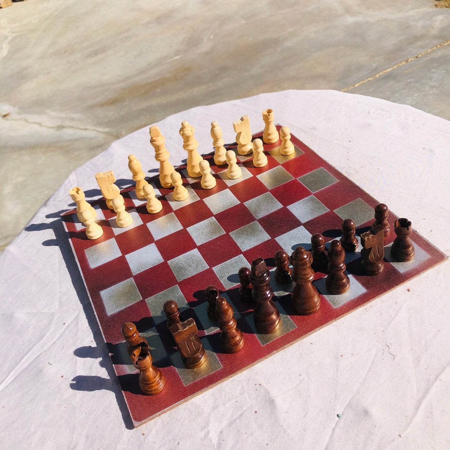 Chess Set - Red Golden Tan