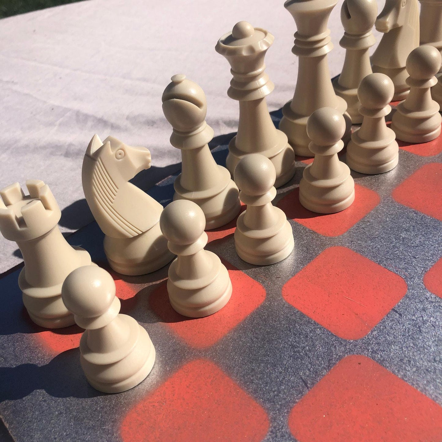 Large Chess Set - Chrome Peach