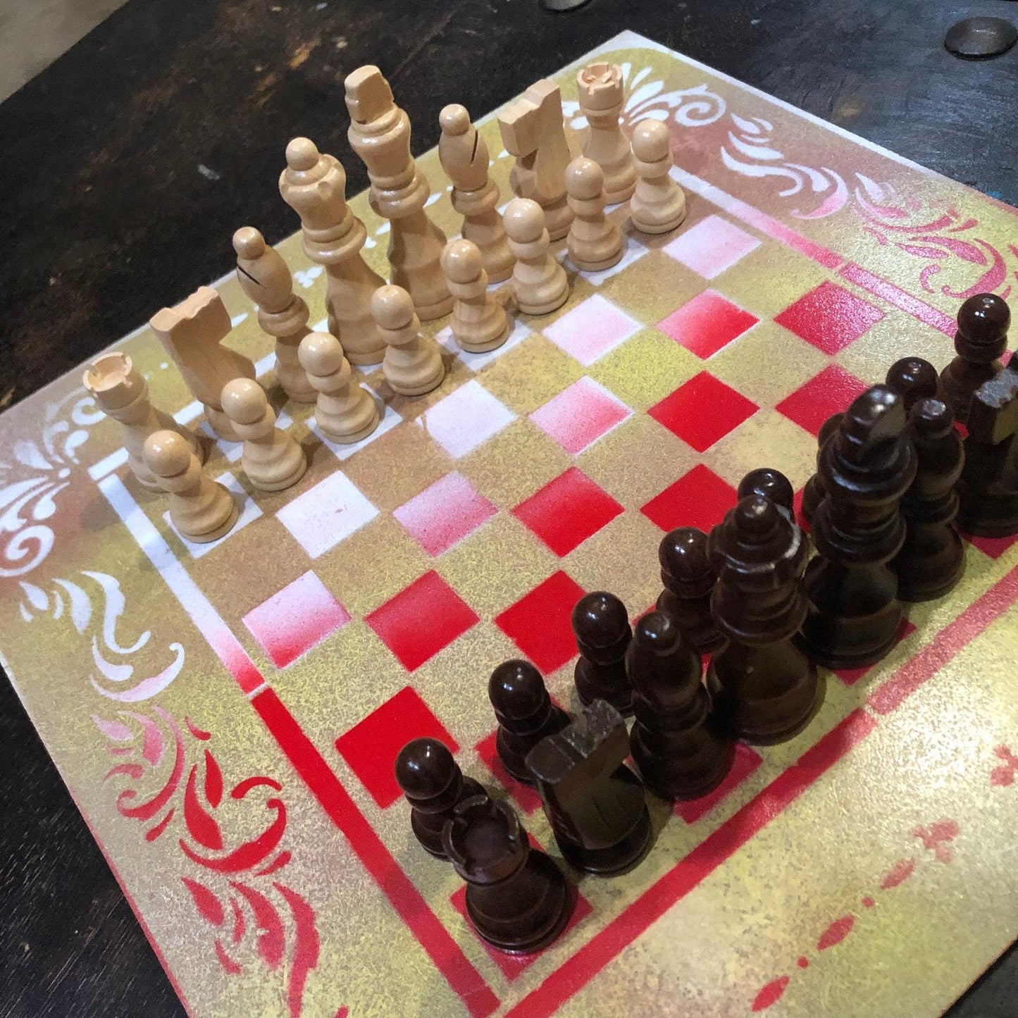 Chess Set - Golden Yellow Red