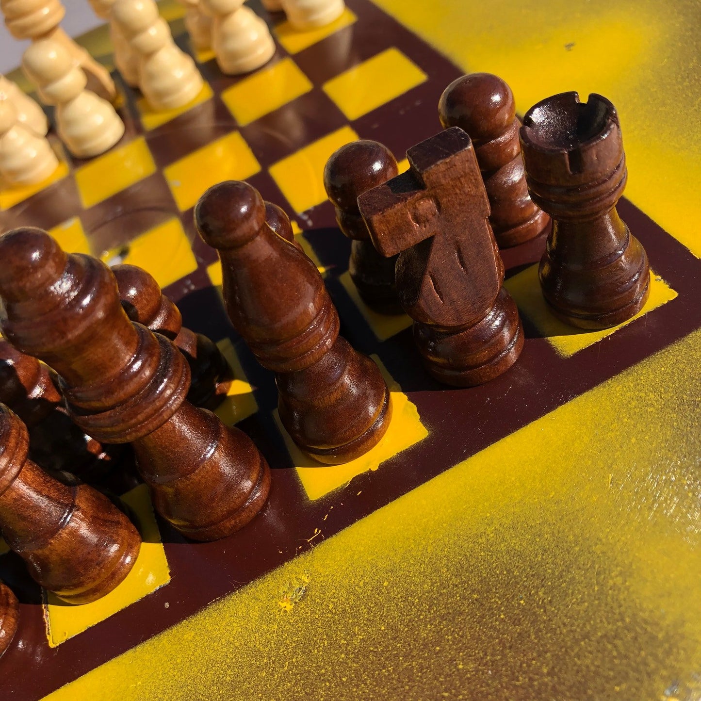 Vinyl Chess Set - Chocolate Yellow