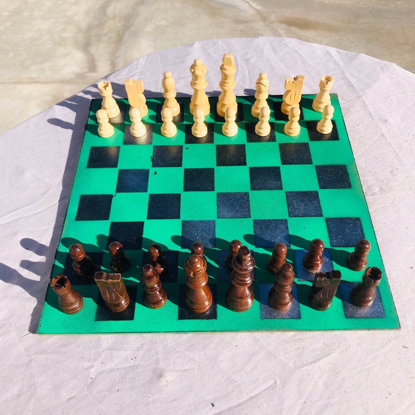 Chess Set - Green Silver