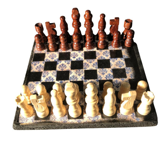 Scrapbook Chess Set - Vintage Blue