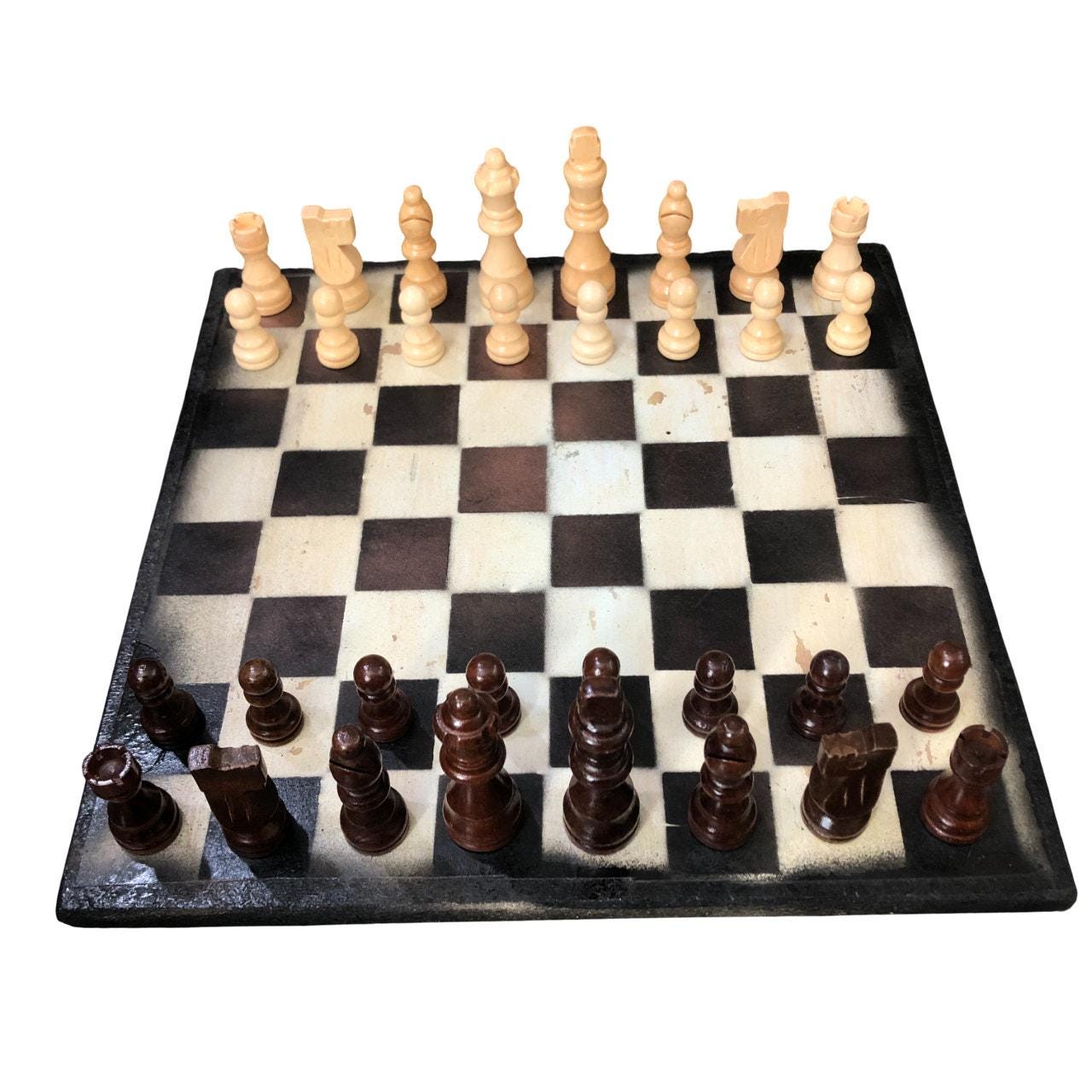 Scrapbook Chess Set - Bronze & White