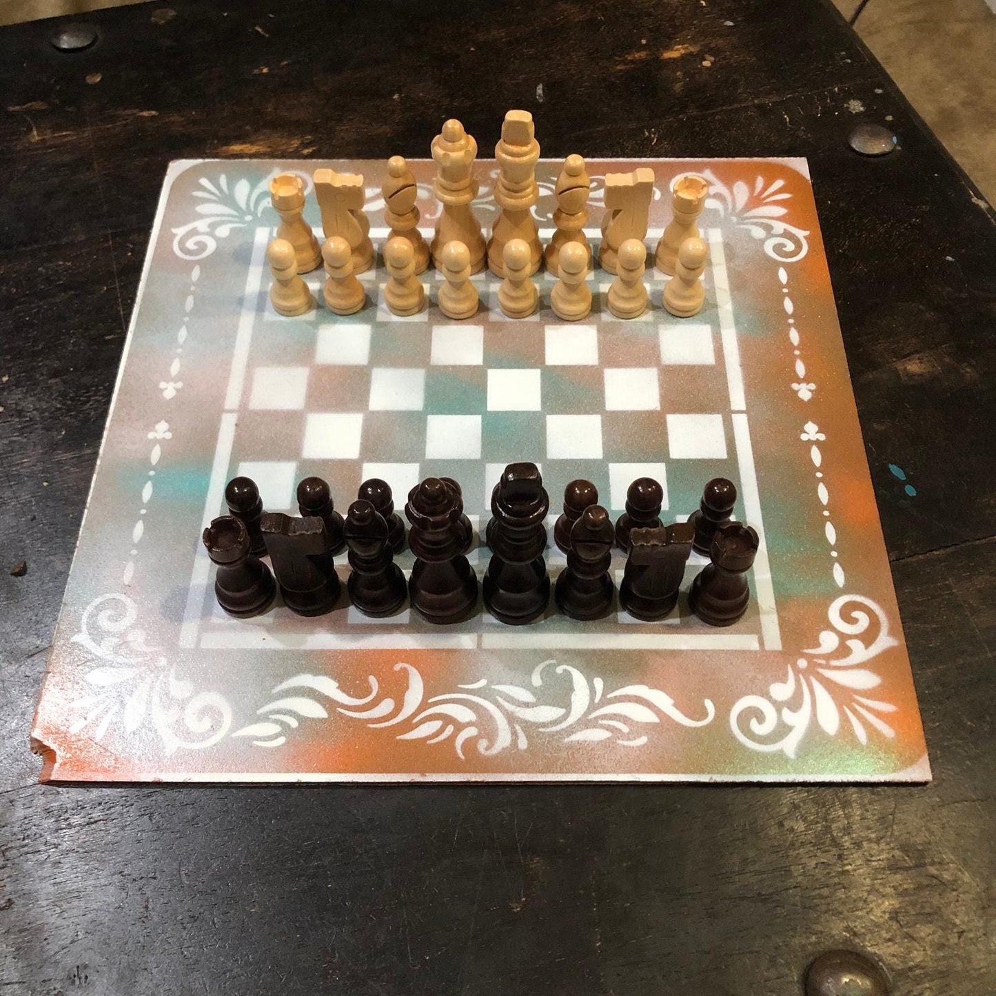 Chess Set - Mint Green & Orange Mix