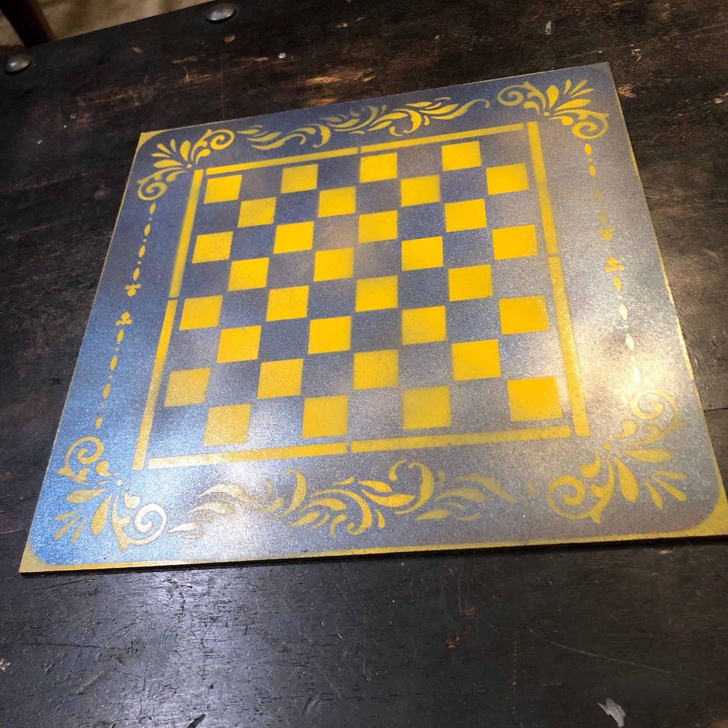 Chess Set - Metallic Blue & Yellow