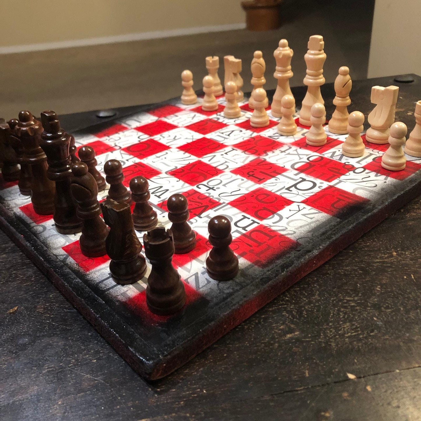 Scrapbook Chess Set - Red Letters