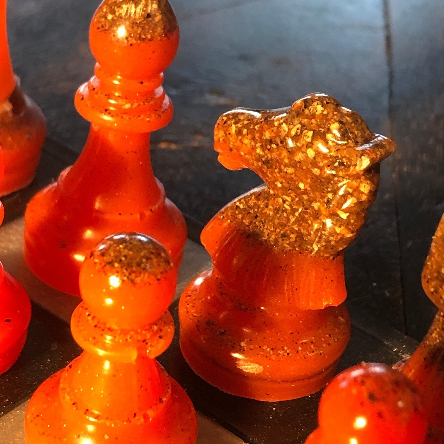 Handmade Resin Chess Set - Black & Red Supreme