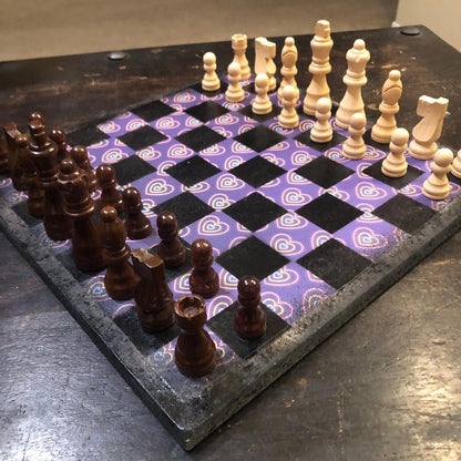 Scrapbook Chess Set - Purple Neon Hearts