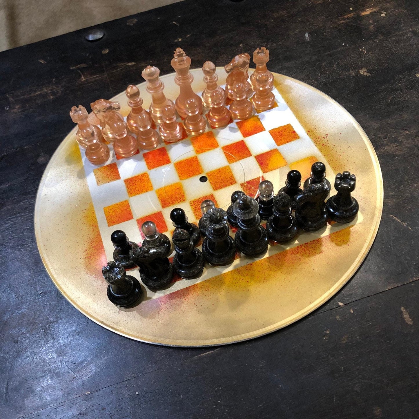 Vinyl Chess Set - Fire Gold (Resin Pieces)