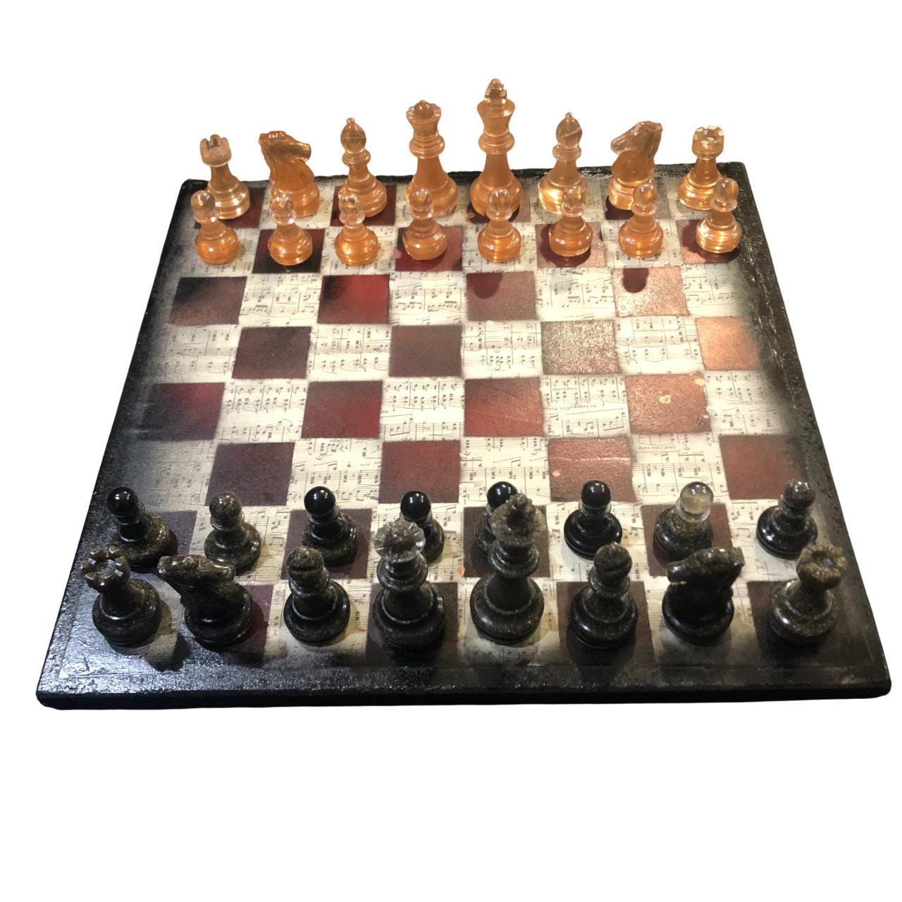 Scrapbook Chess Set - Vintage Music Edition (Resin Pieces)