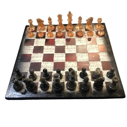 Scrapbook Chess Set - Vintage Music Edition (Resin Pieces)