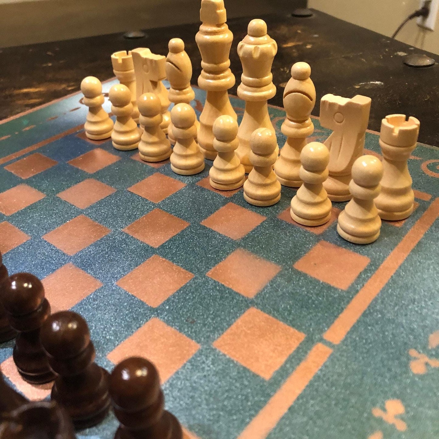 Chess Set - Emerald Green & Bronze