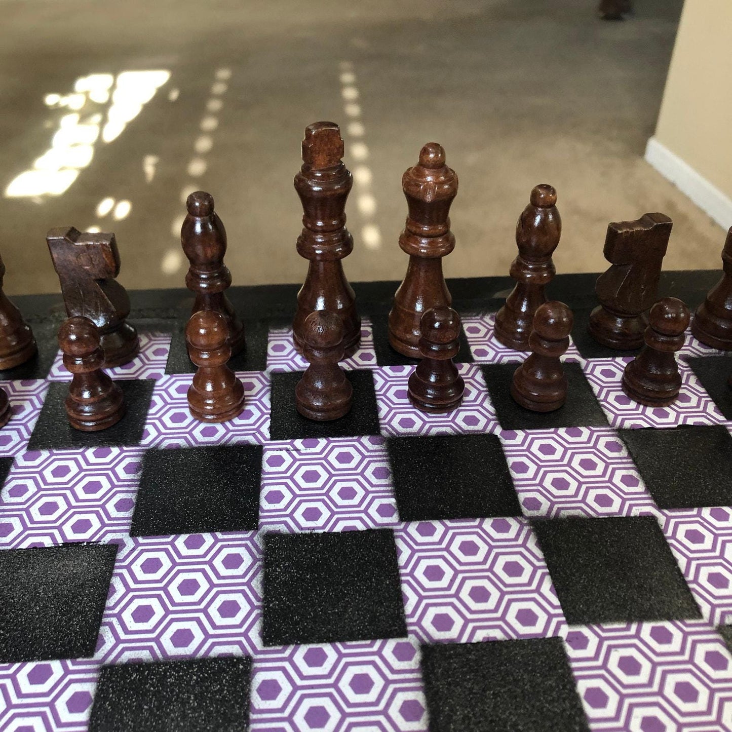 Scrapbook Chess Set - Purple Hexagon Pattern