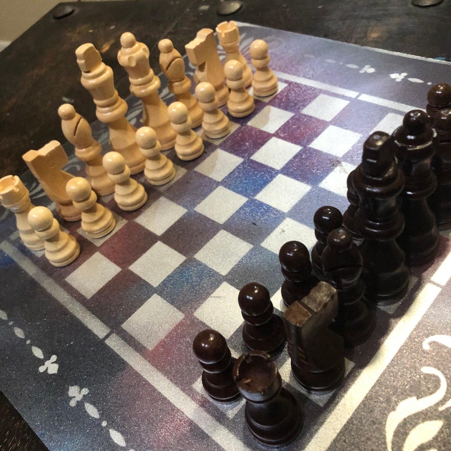 Chess Set - Purple Galaxy Chrome