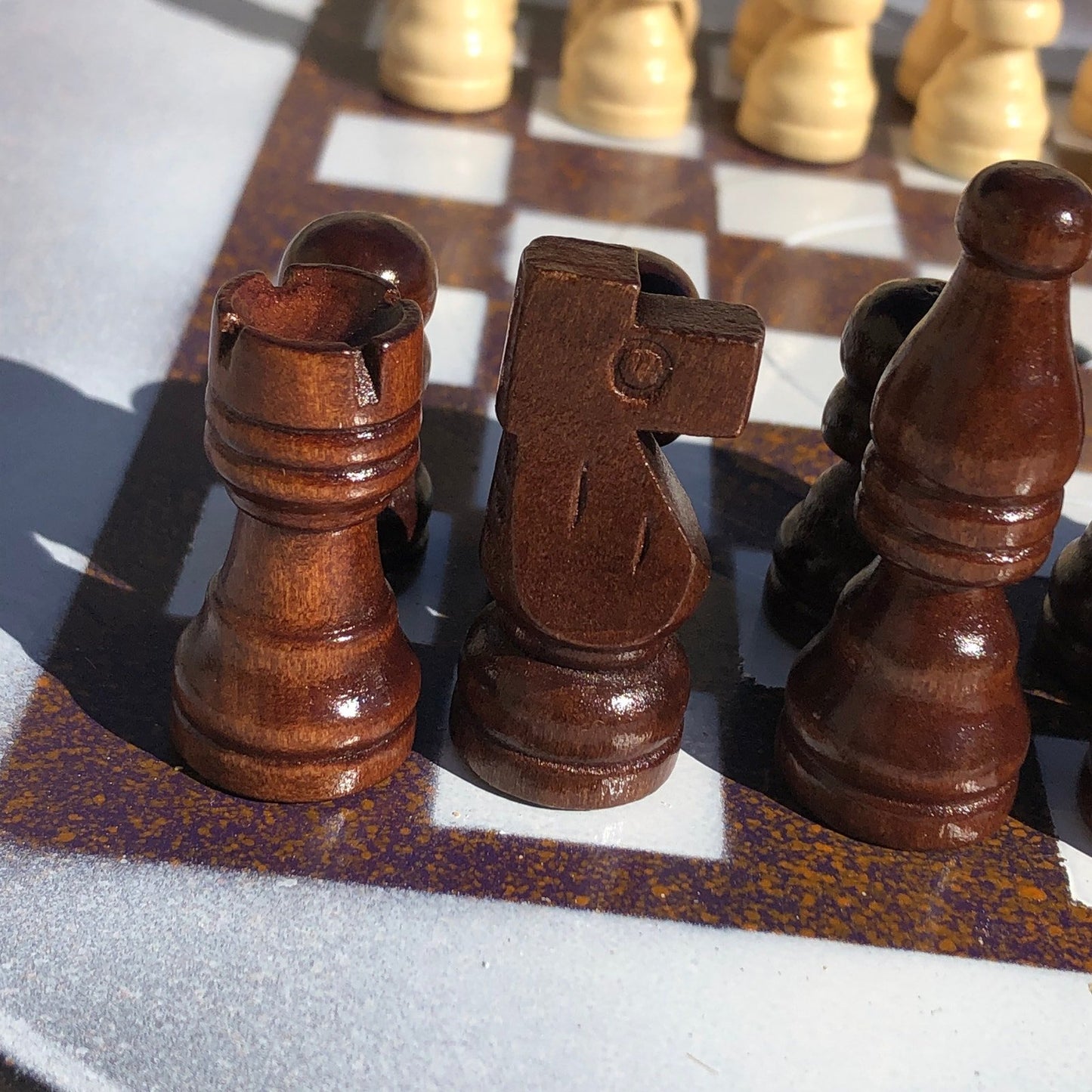 Vinyl Chess Set -  Brown Orange Drizzle