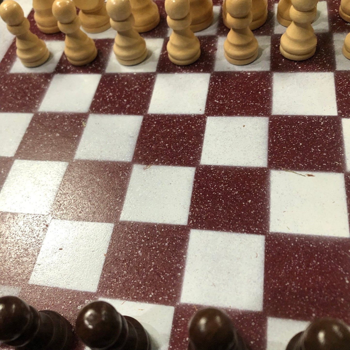 Painted Chess Set - Dark Red