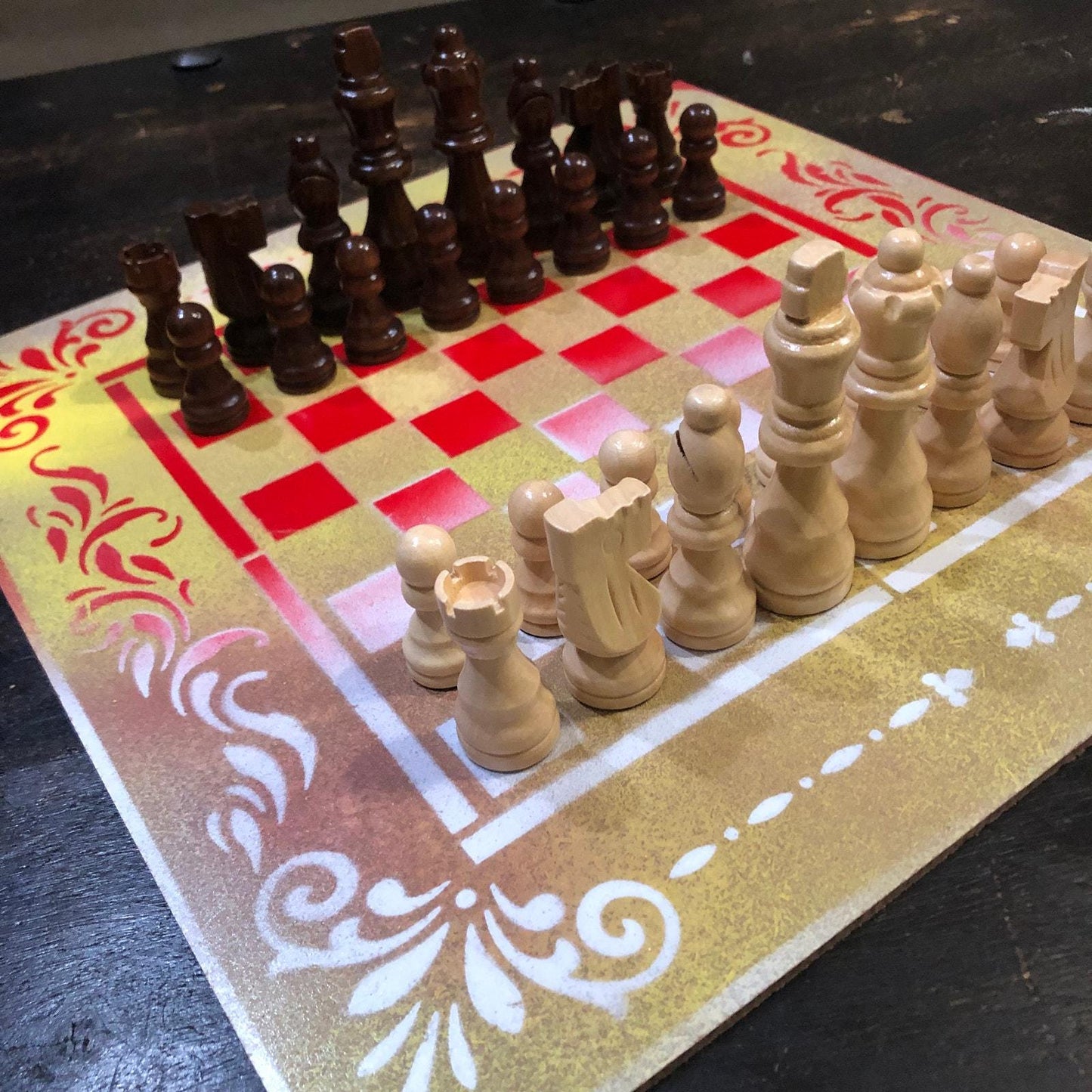 Chess Set - Golden Yellow Red